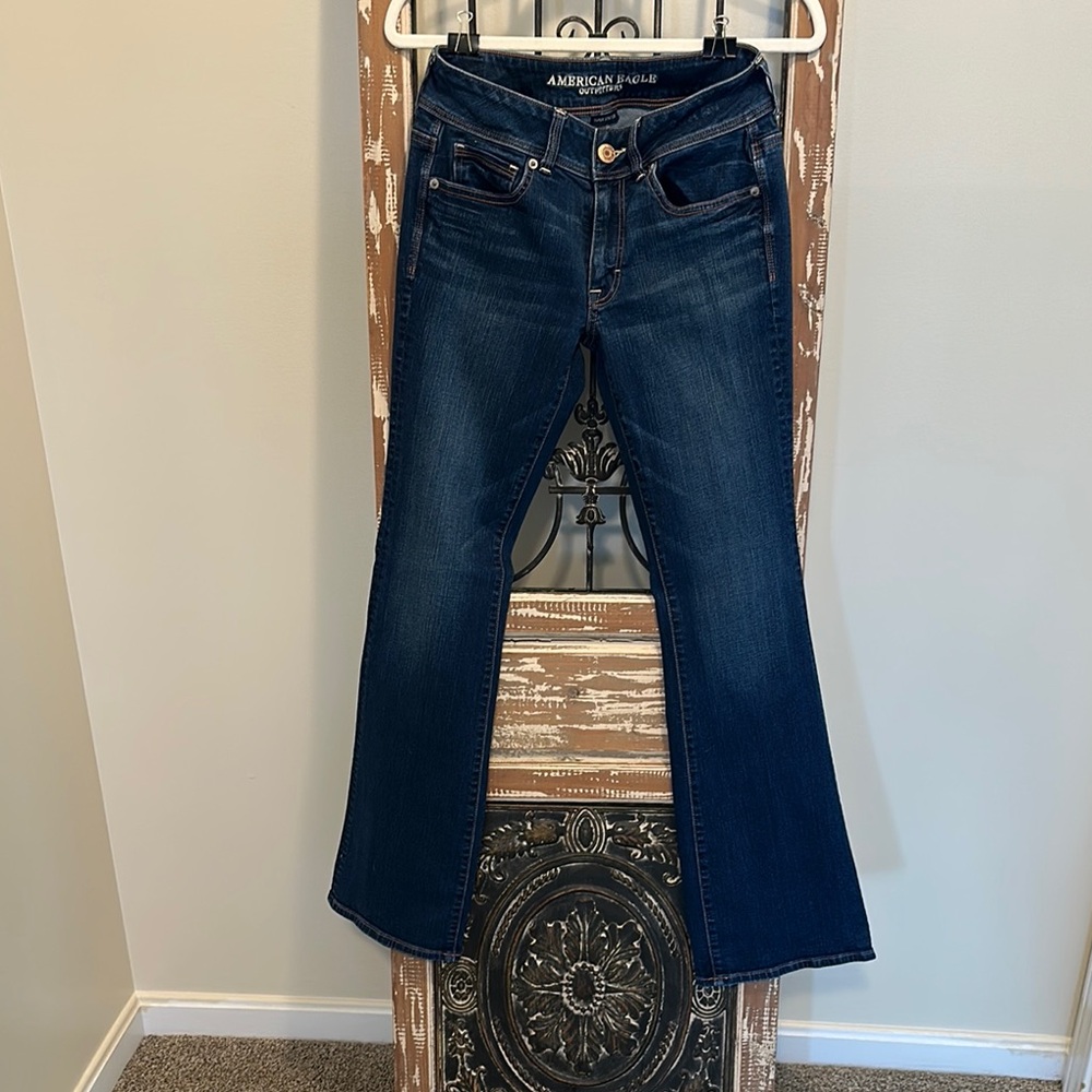 American Eagle Outfitters Blue Flare Wide Leg Jeans
